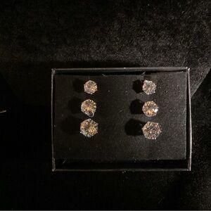 Set of 3 Cubic Zirconium Post Earrings